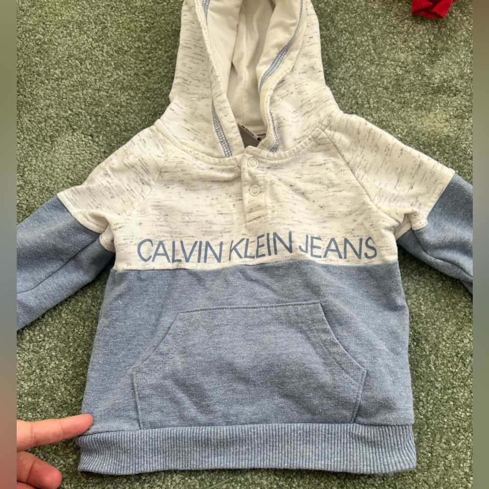 Calvin Klein Jeans Kids Cream and Blue Hoodie